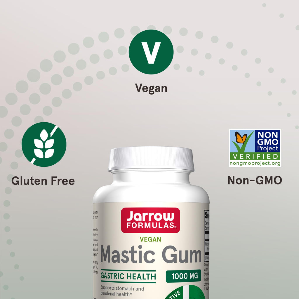 Jarrow Formulas Mastic Gum 1000 mg - 120 Veggie Caps - Mastic Gum Capsules Supporting Stomach and Duodenal Health - 60 Servings
