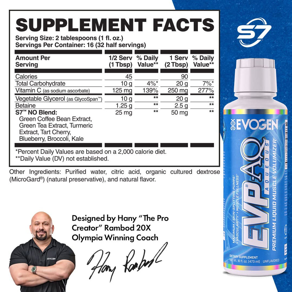 Evogen EVP AQ Liquid Glycerol | Muscle Volumizer | Unflavored | 16 Fl Oz