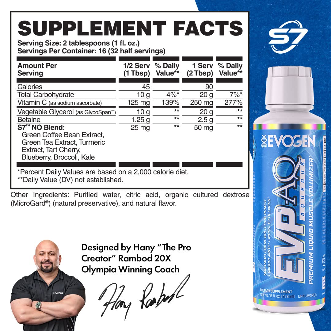 Evogen EVP AQ Liquid Glycerol | Muscle Volumizer | Unflavored | 16 Fl Oz