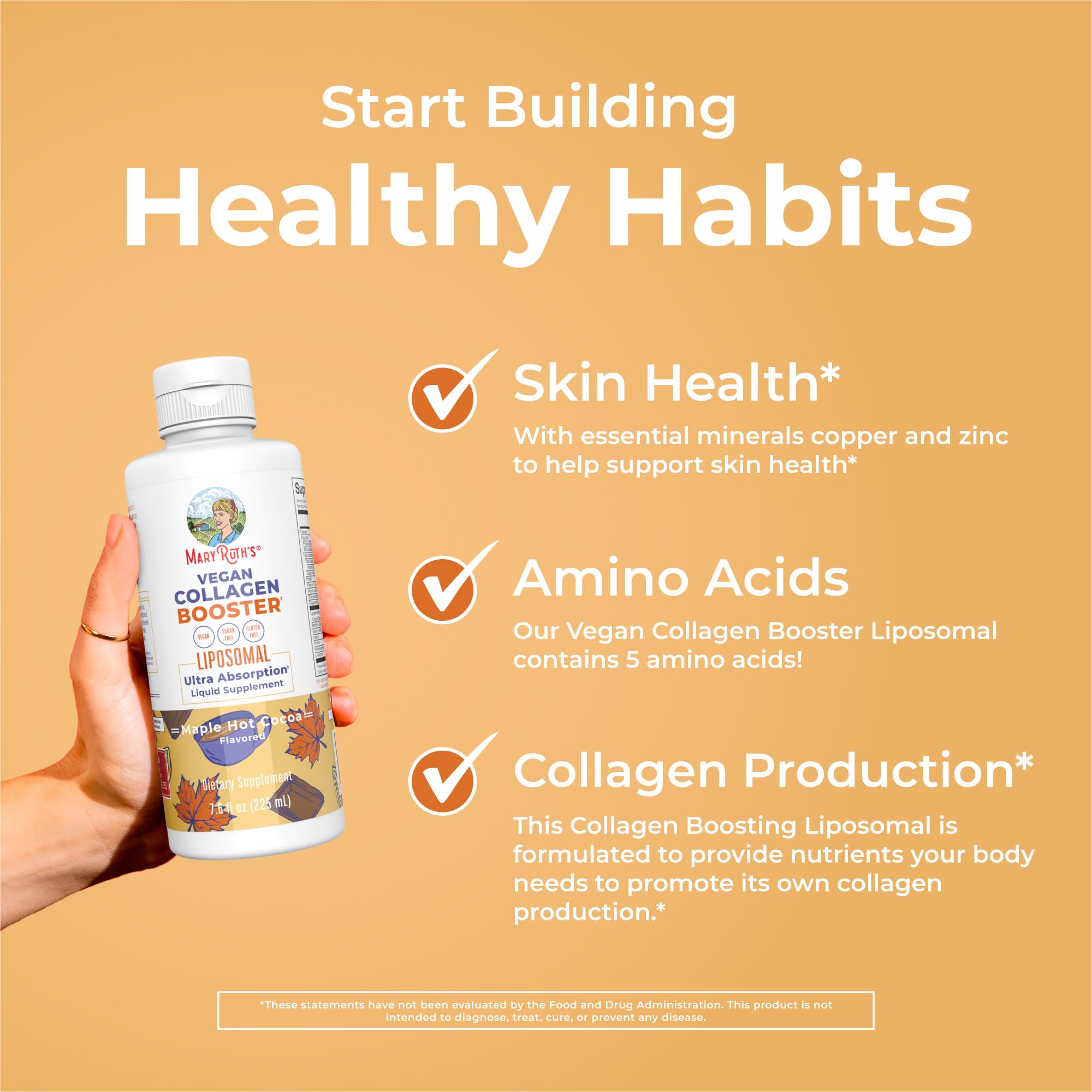 MARYRUTH'S Vegan Collagen Booster Liposomal, Sugar Free, Non-GMO, 7.6 Fl Oz