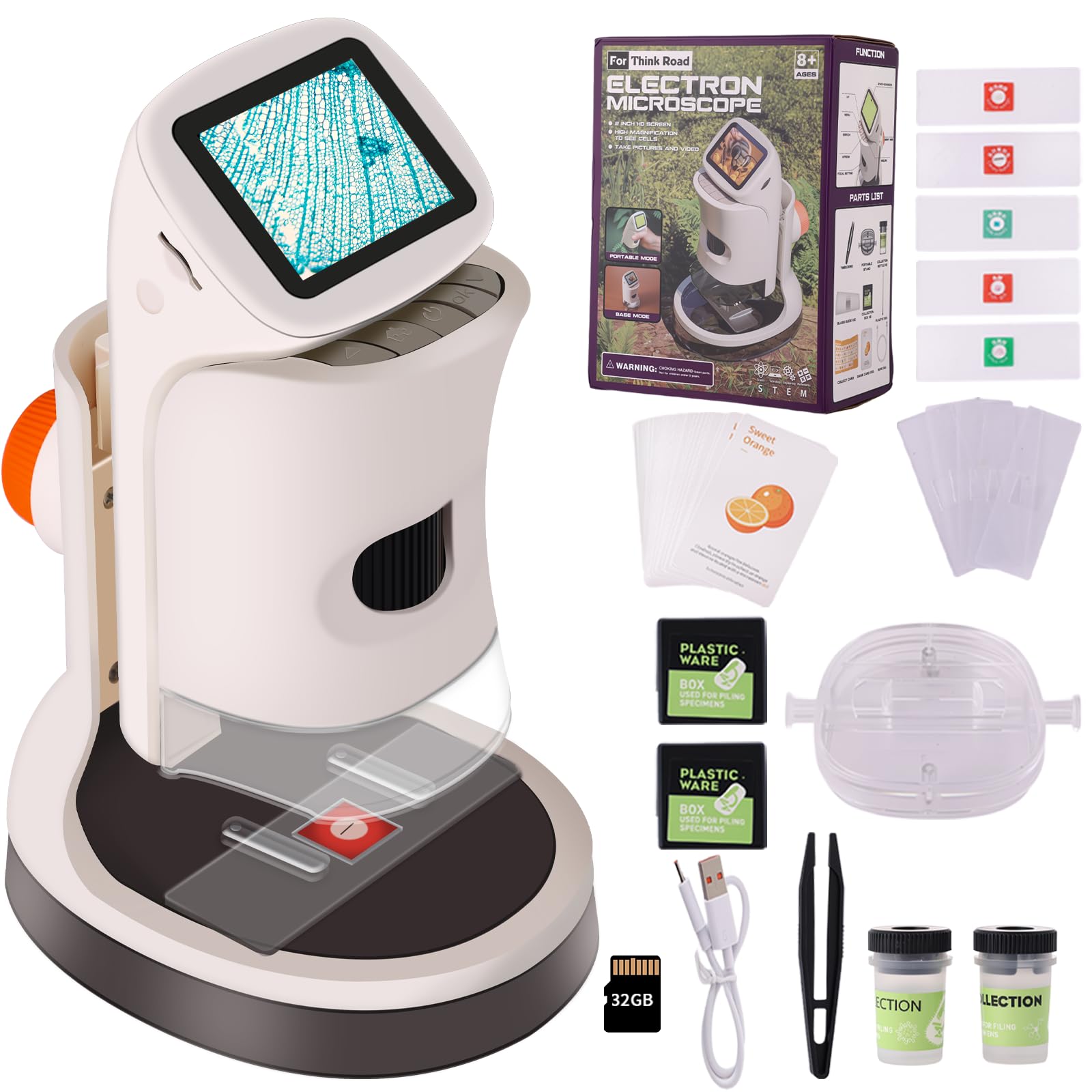 Microscope for Kids,1000X Magnification.Digital Microscope with 1080p 2" HD Screen,Photo & Video Recording,USB Rechargeable.Microscope for Kids 8-12