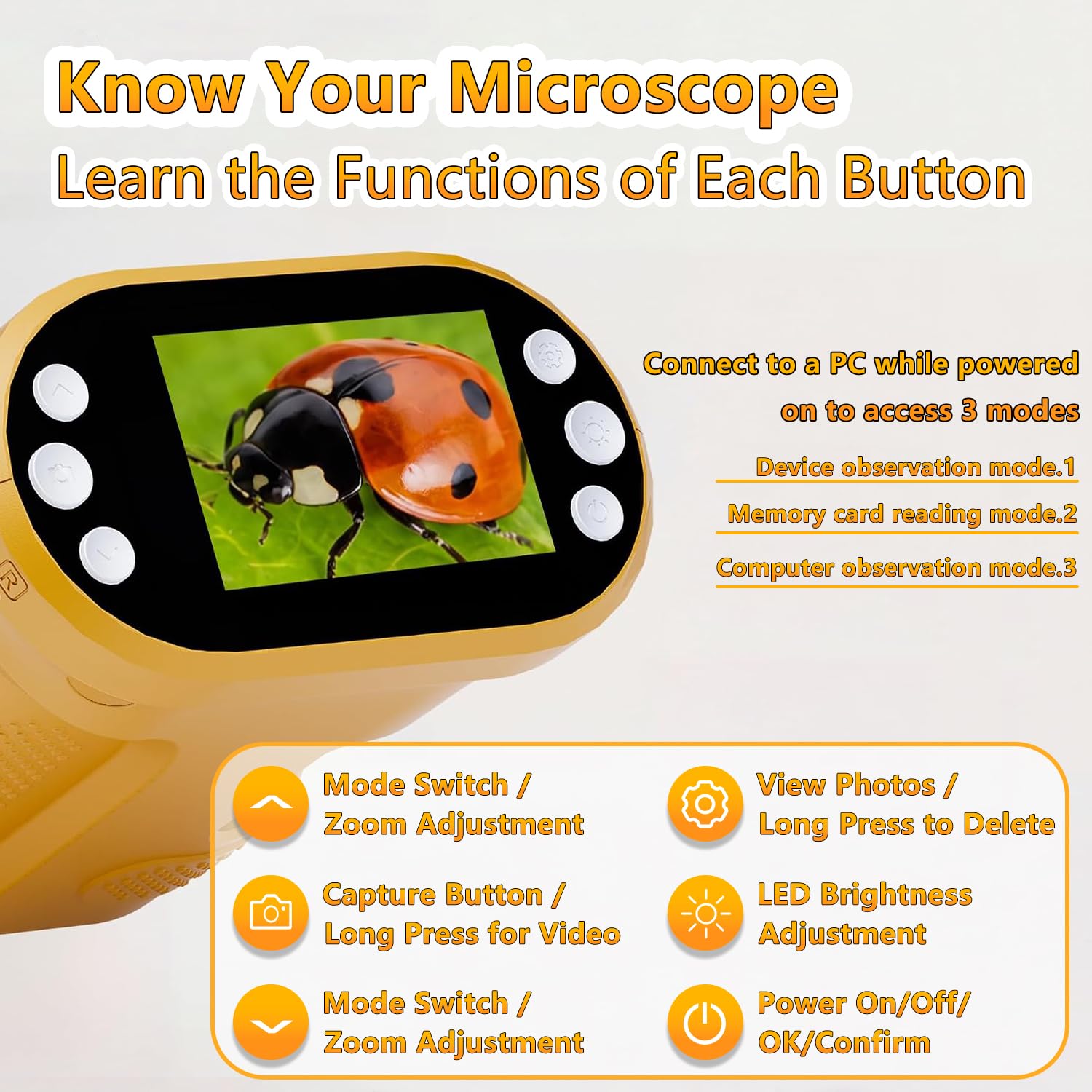 Kids Digital Microscope, 1000X Handheld Pocket Microscope STEM Science Toy