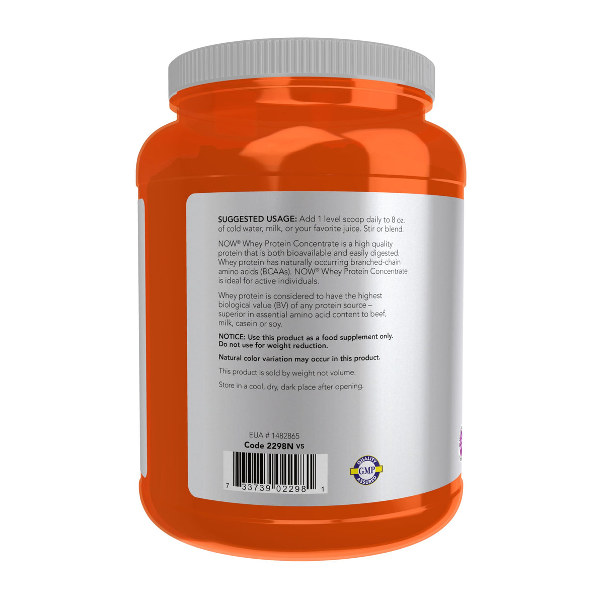 NOW Foods Sports Nutrition, Whey Protein Concentrate, 24 g With BCAAs, Unflavored Powder, 1.5-Pound
