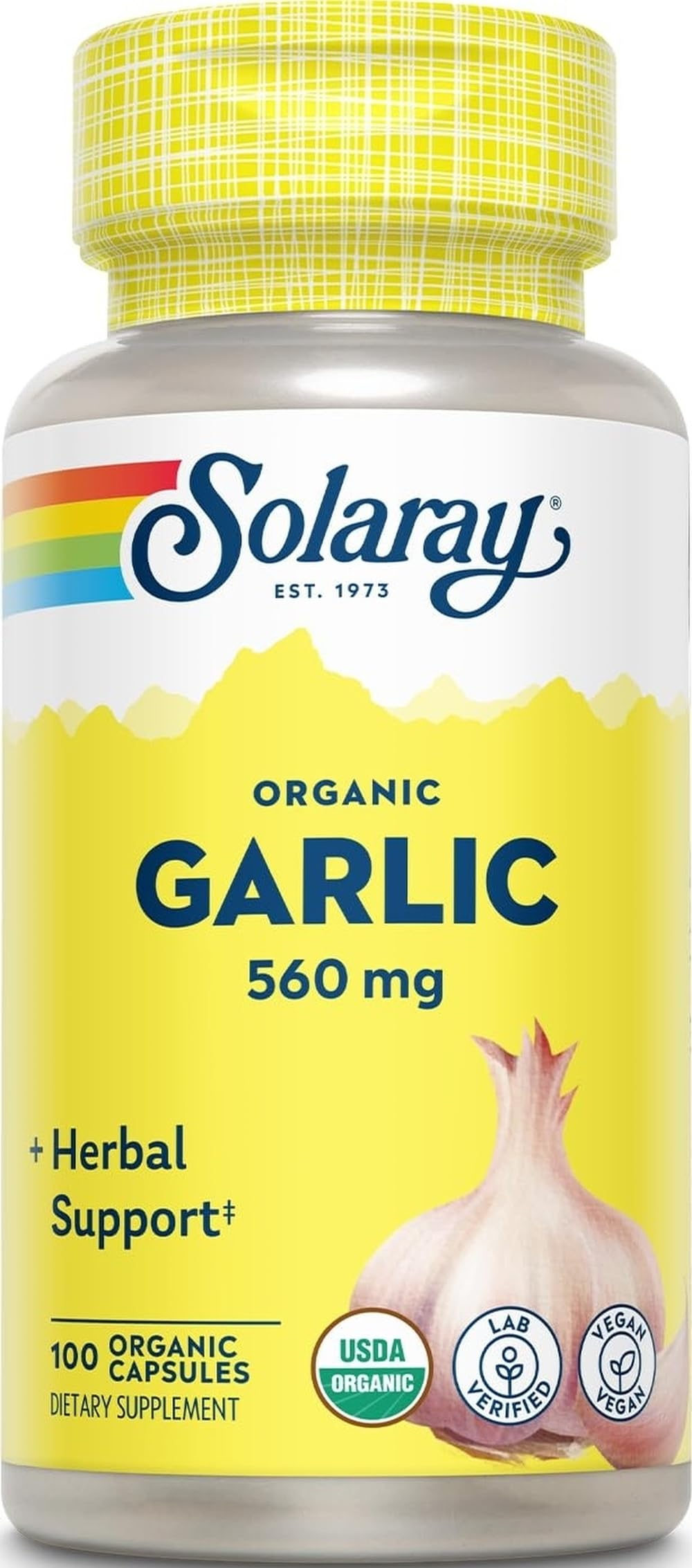 SOLARAY Organic Garlic 560 mg, 100 VegCaps