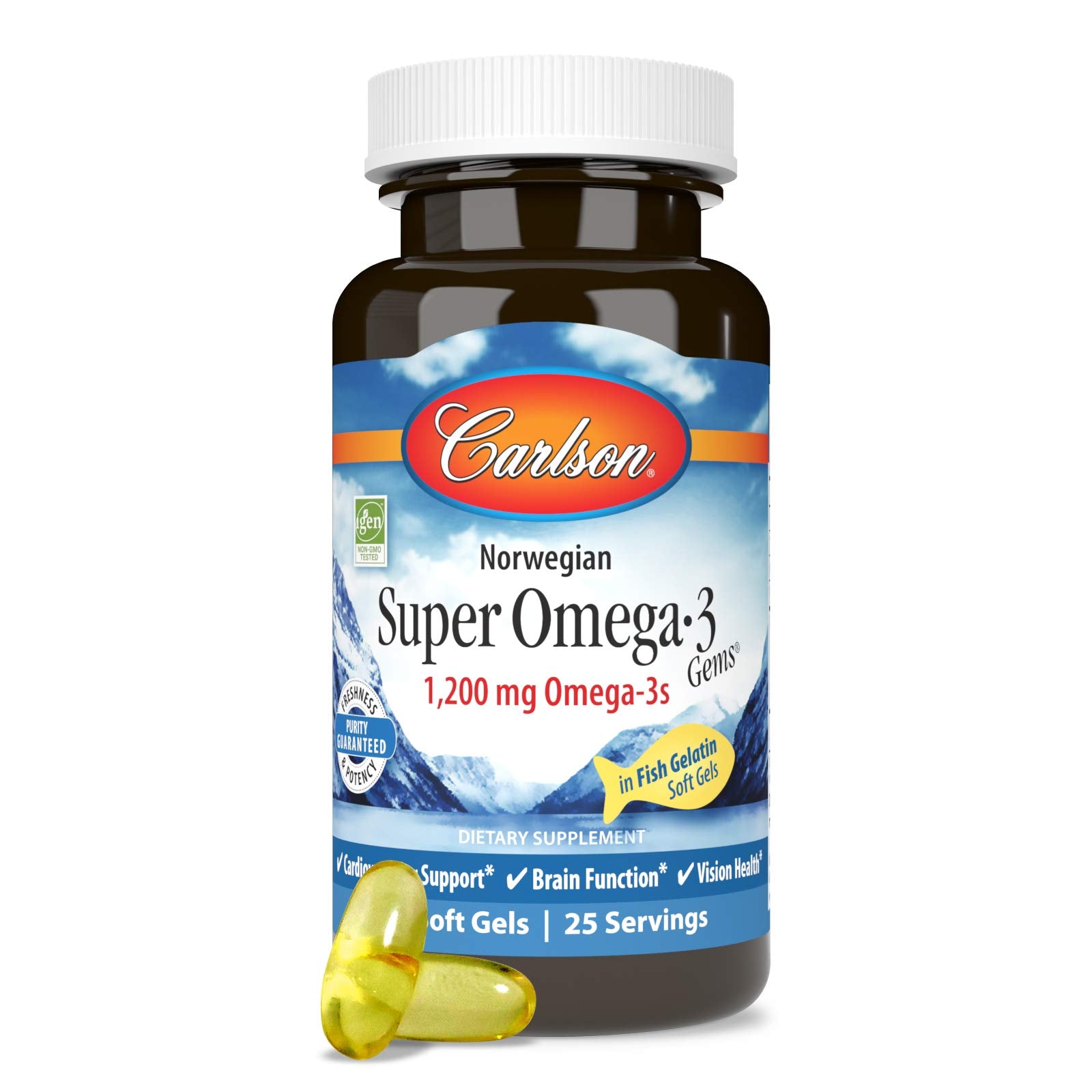 Carlson Super Omega-3 Gems, Pescatarian, 50 Pescatarian Softgels