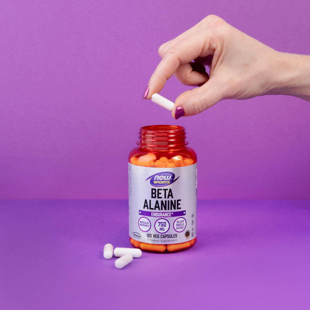 NOW Sports, Beta-Alanine 750 mg, Delays Muscle Fatigue*, 120 Veg Caps