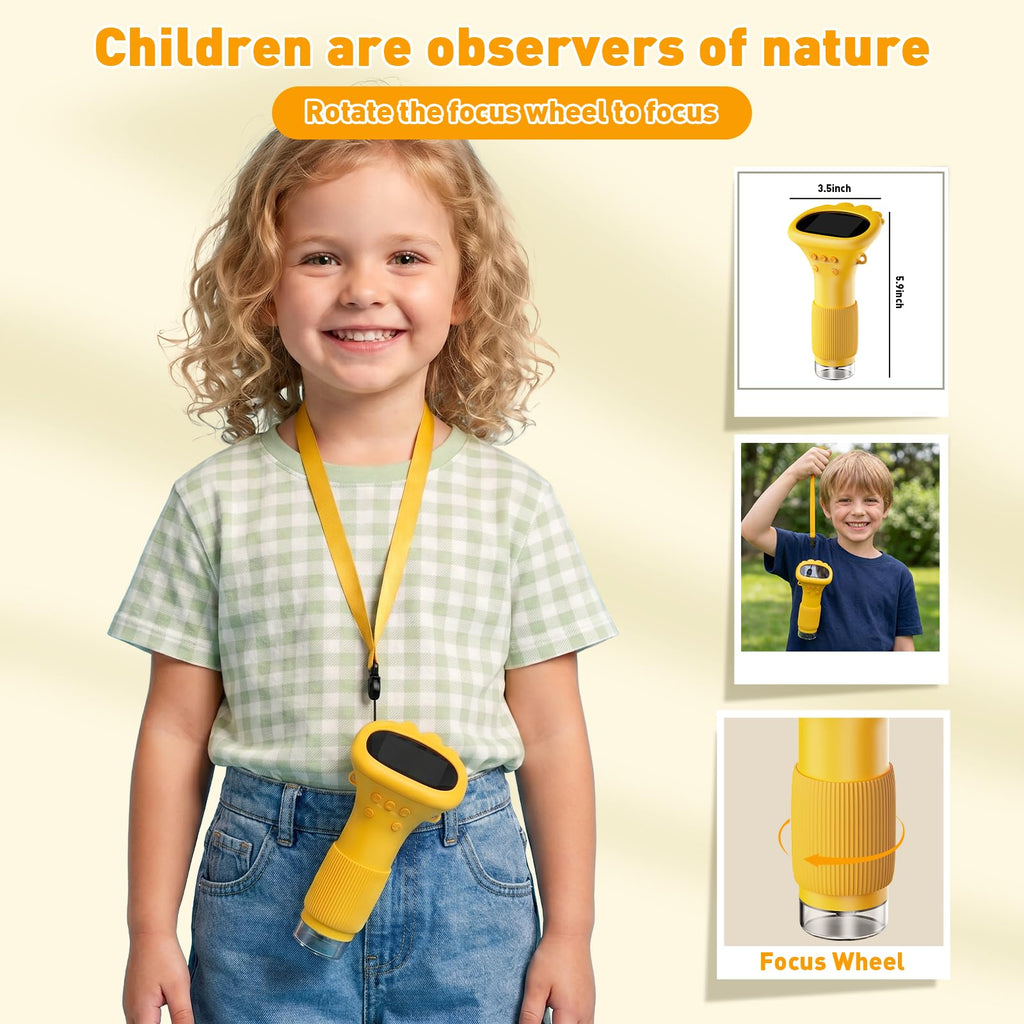 4K 1000X Digital Microscope for Kids with 2.0" IPS Screen(Yellow)