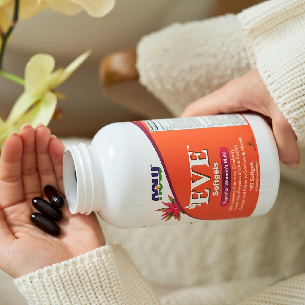 NOW Foods Supplements, Eve™ Women's Multivitamin with Evening Primrose, Cranberry, Green Tea, Horsetail Silica & CoQ10, 180 Softgels