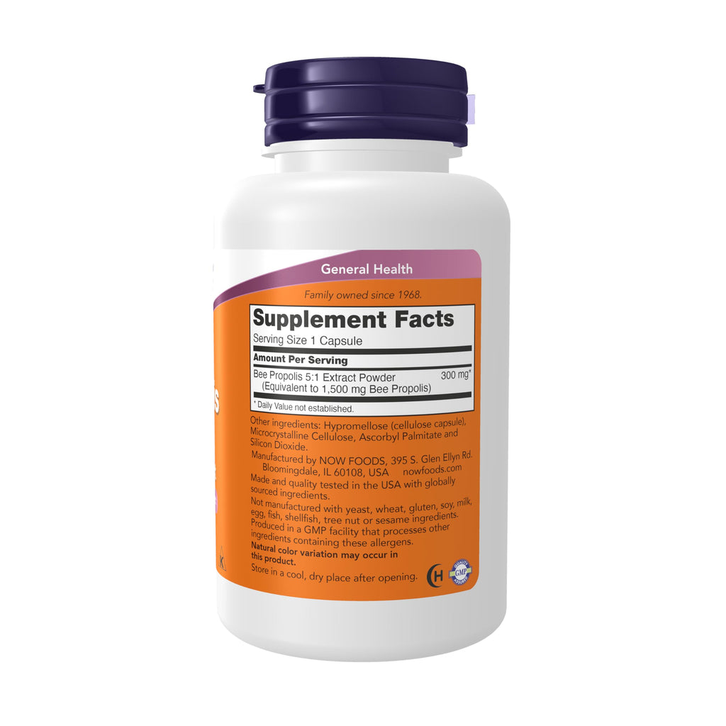 NOW Foods Supplements, Propolis 1,500 mg with 5:1 Concentrate, Natural Bee Product, 100 Veg Capsules