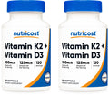 Nutricost Vitamin K2 (MK7) (100mcg) + Vitamin D3 (5000 IU) 120 Softgels - Gluten Free and Non-GMO (Pack of 2)