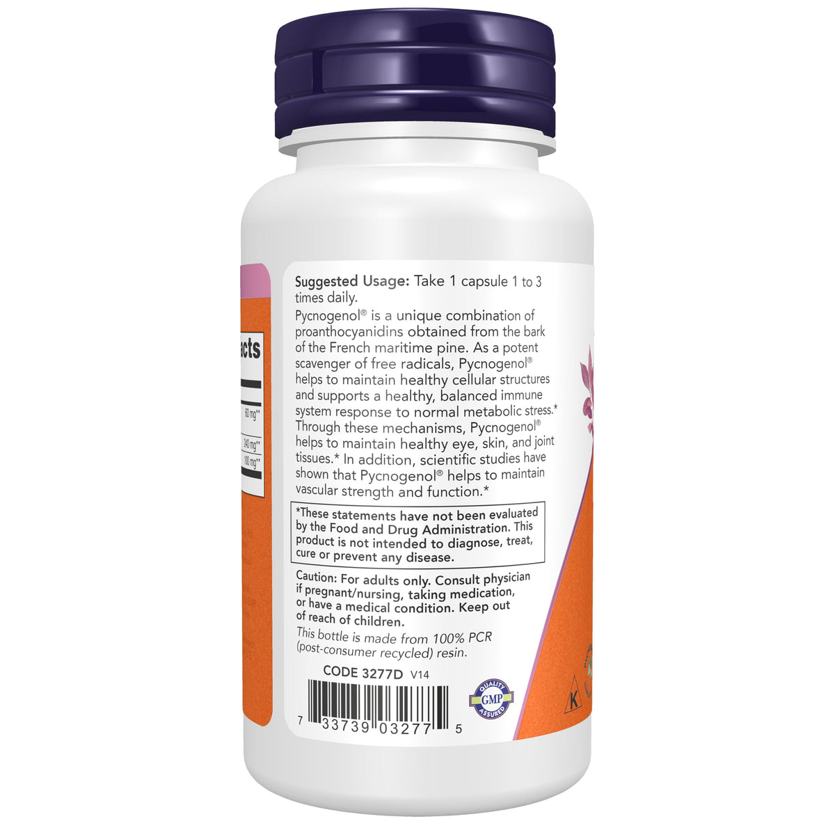 NOW Supplements, Pycnogenol 60 mg with Amla & Rutin Powder, 50 Veg Caps
