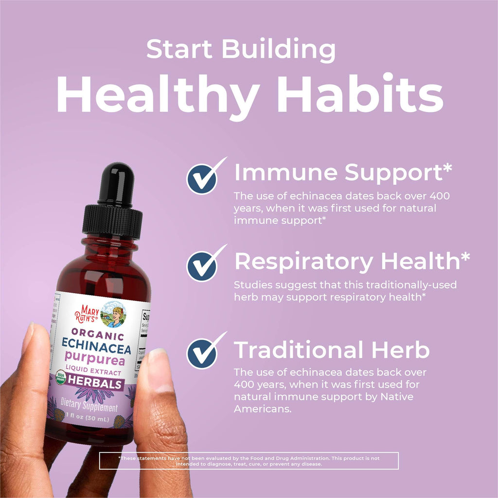 MARYRUTH'S Organic Echinacea Purpurea Liquid, Sugar Free, Non-GMO, 1 Fl Oz