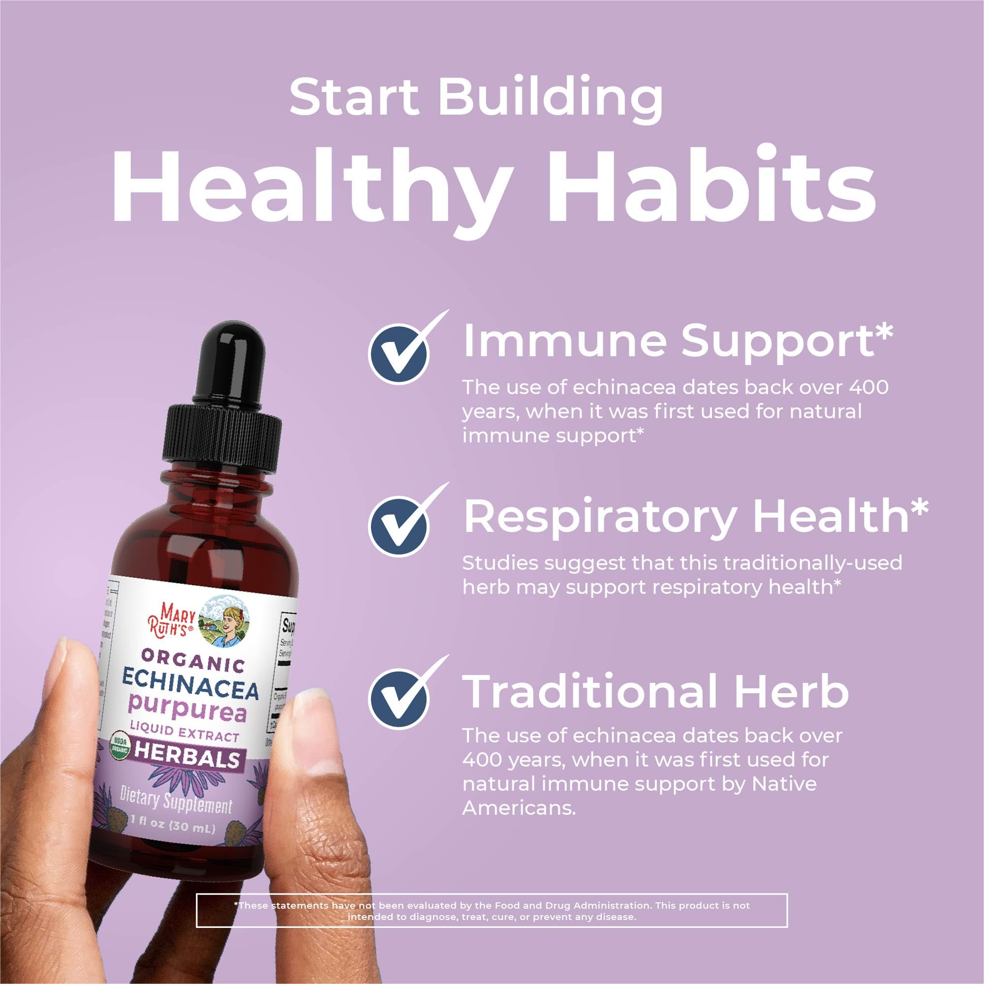 MARYRUTH'S Organic Echinacea Purpurea Liquid, Sugar Free, Non-GMO, 1 Fl Oz