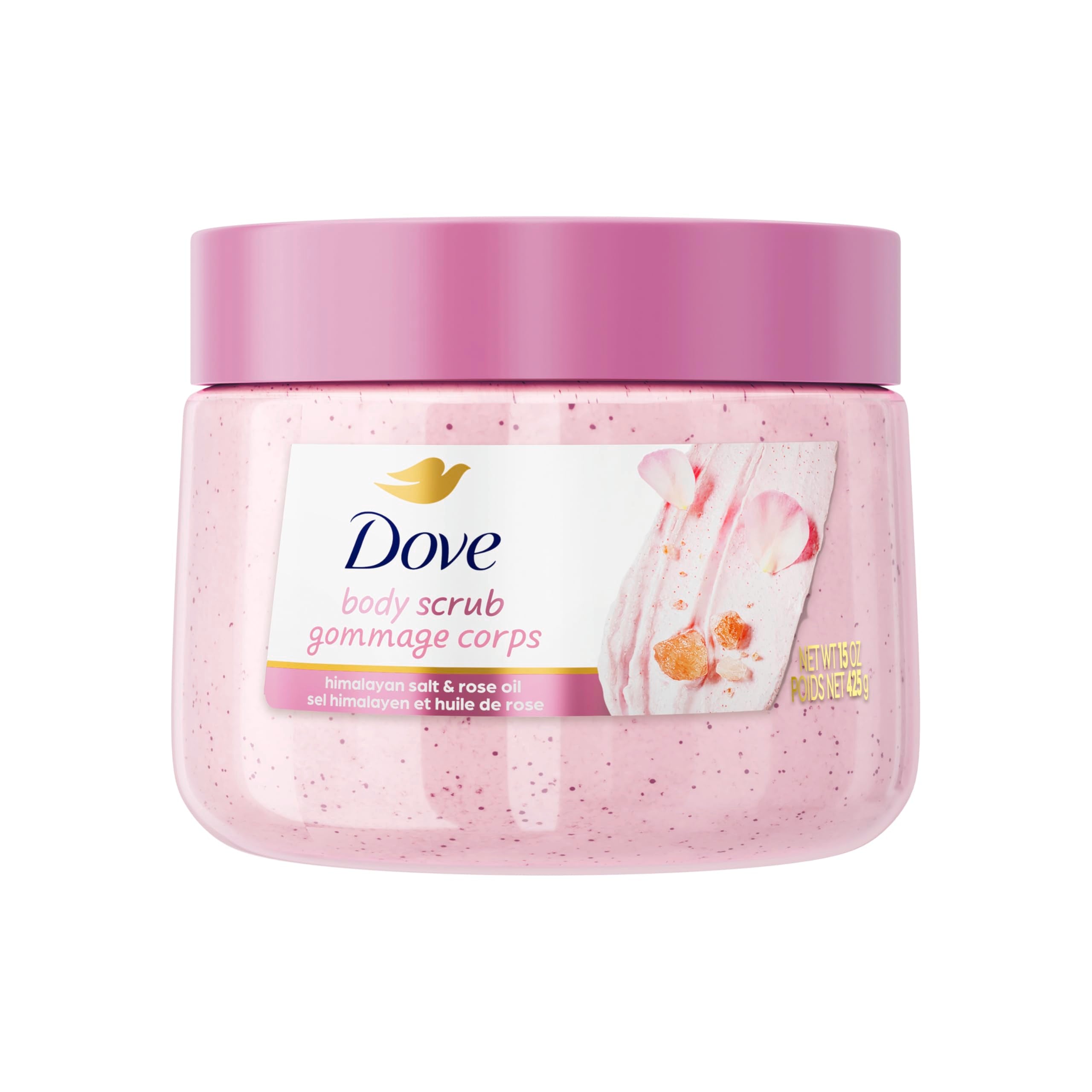 Dove Body Scrub Himalayan Salt & Rose Oil, 15 oz