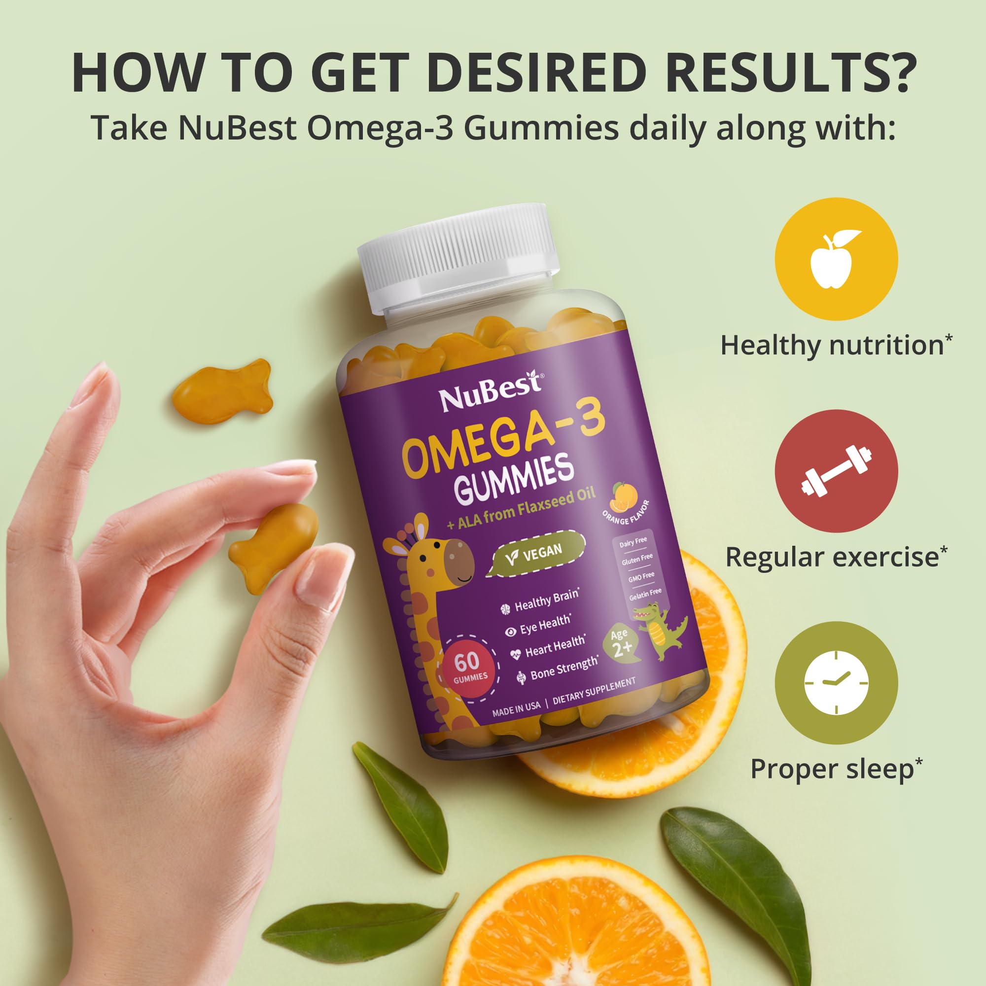 NuBest 3X Power Gummies Bundle Tall Gummies, Omega 3 Gummies & Probiotic Gummies for Bone Strength, Brain Growth, Eye Health, Gut Health & Immunity