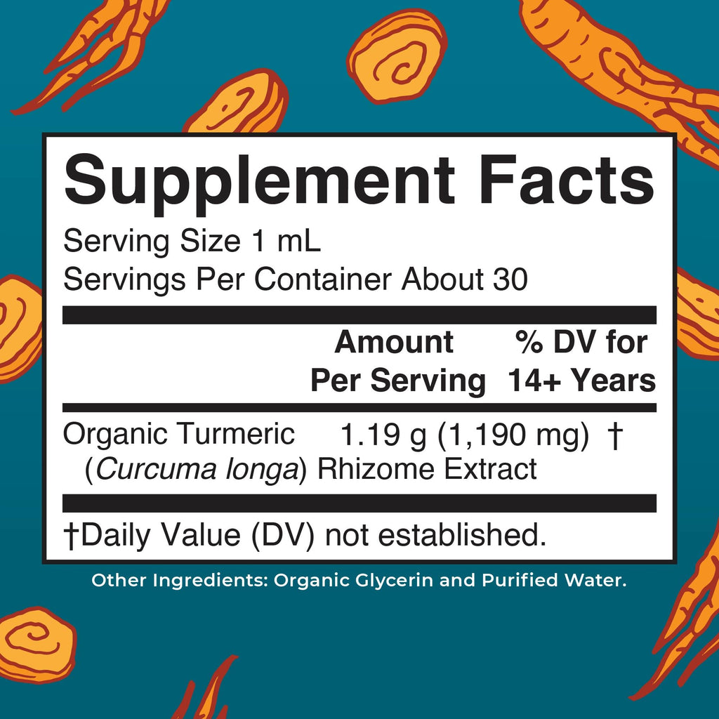MARYRUTH'S Organic Turmeric Root Liquid Extract, Sugar Free, 1 Fl Oz