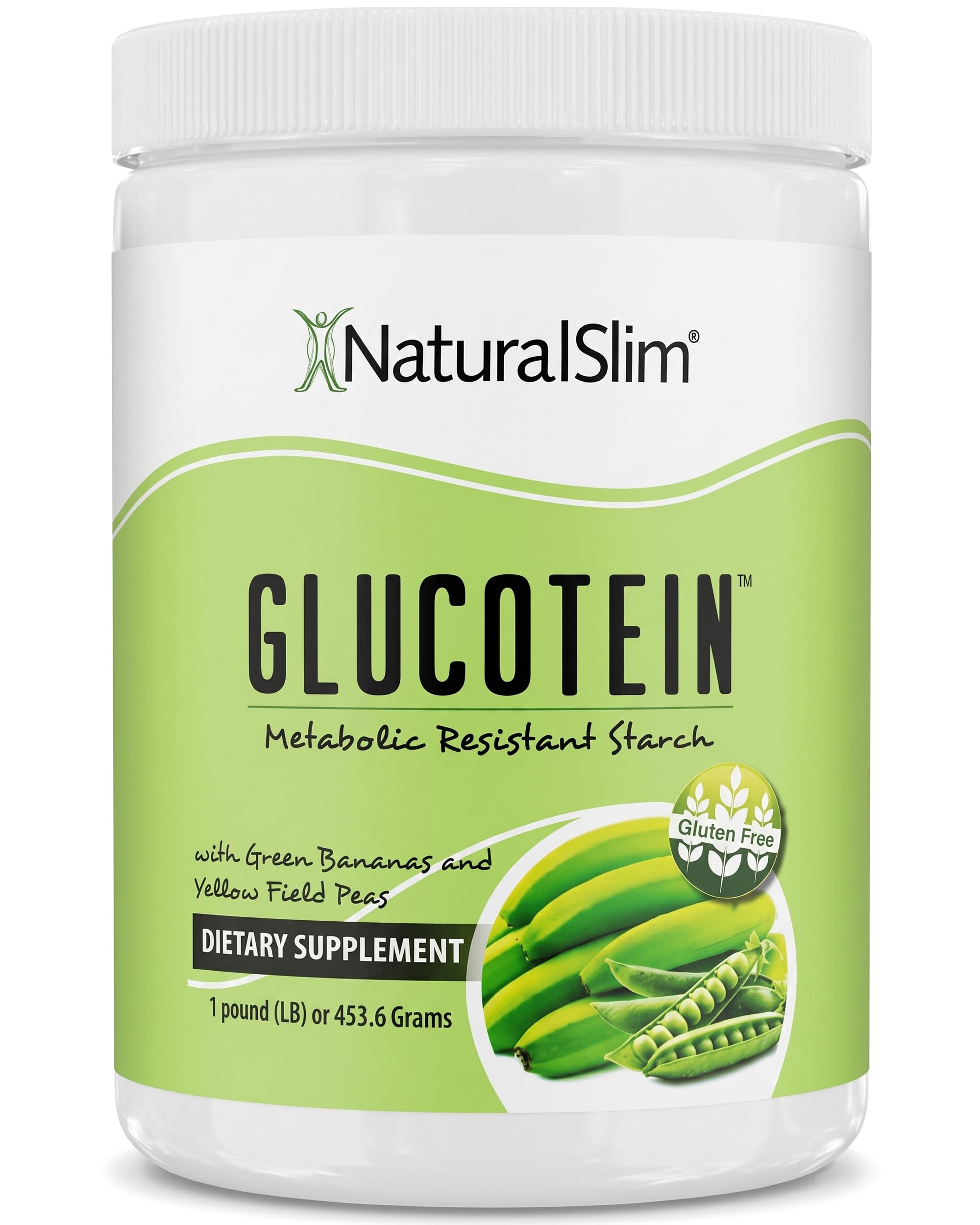 NaturalSlim Glucotein Prebiotic Resistant Starch Supplement with Green Banana Flour & Pea Starch Blend Non-GMO, Gluten-Free 16 Servings