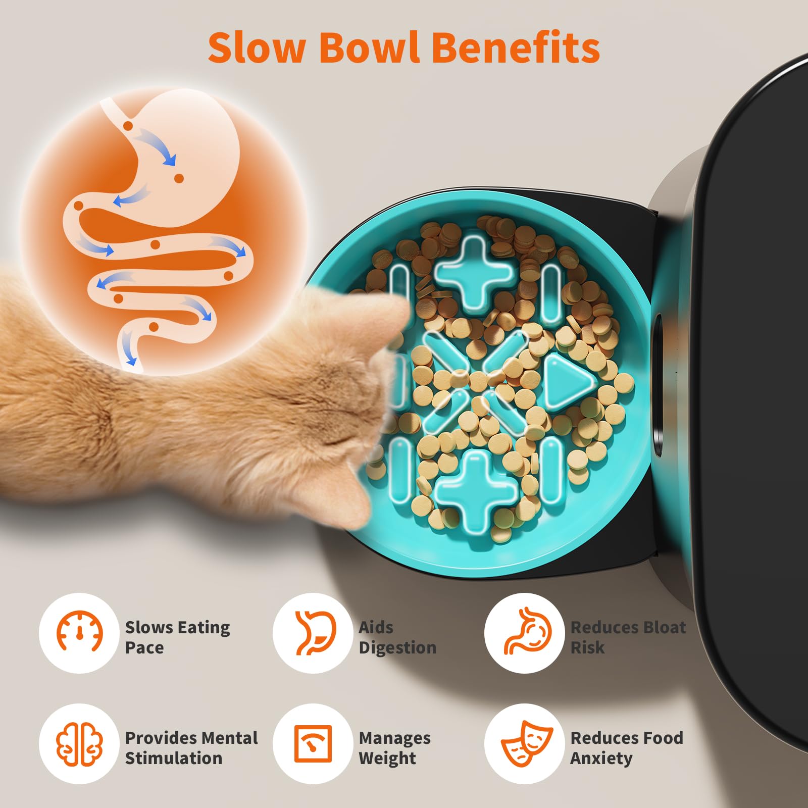 HoneyGuaridan Automatic Cat Feeder for 2 Cats,2.4G/5G WiFi APP Control