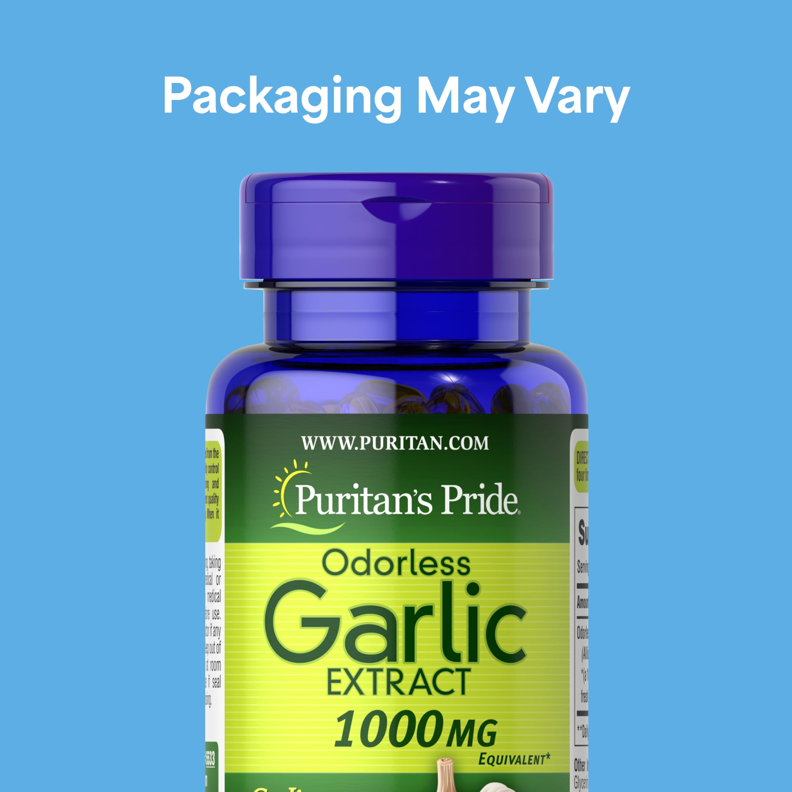 Puritan's Pride Premium Odorless Garlic, Traditional Dietary Supplement for Heart Health and Circulation Support with Antioxidant Properties, 250 Rapid Release Softgels, 2 Pack