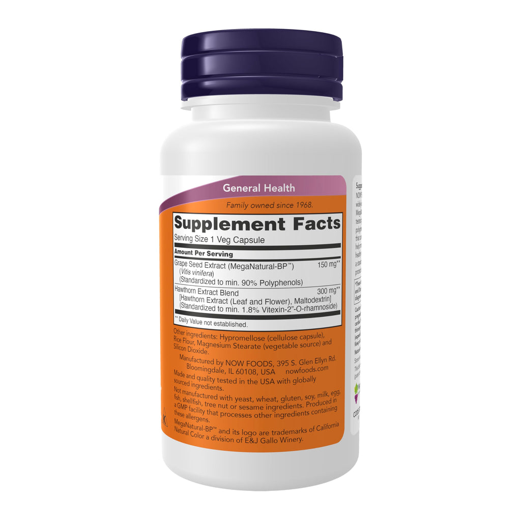 NOW Supplements, MegaNatural®-BP Grape Seed & Hawthorn Extract, 90 Veg Caps