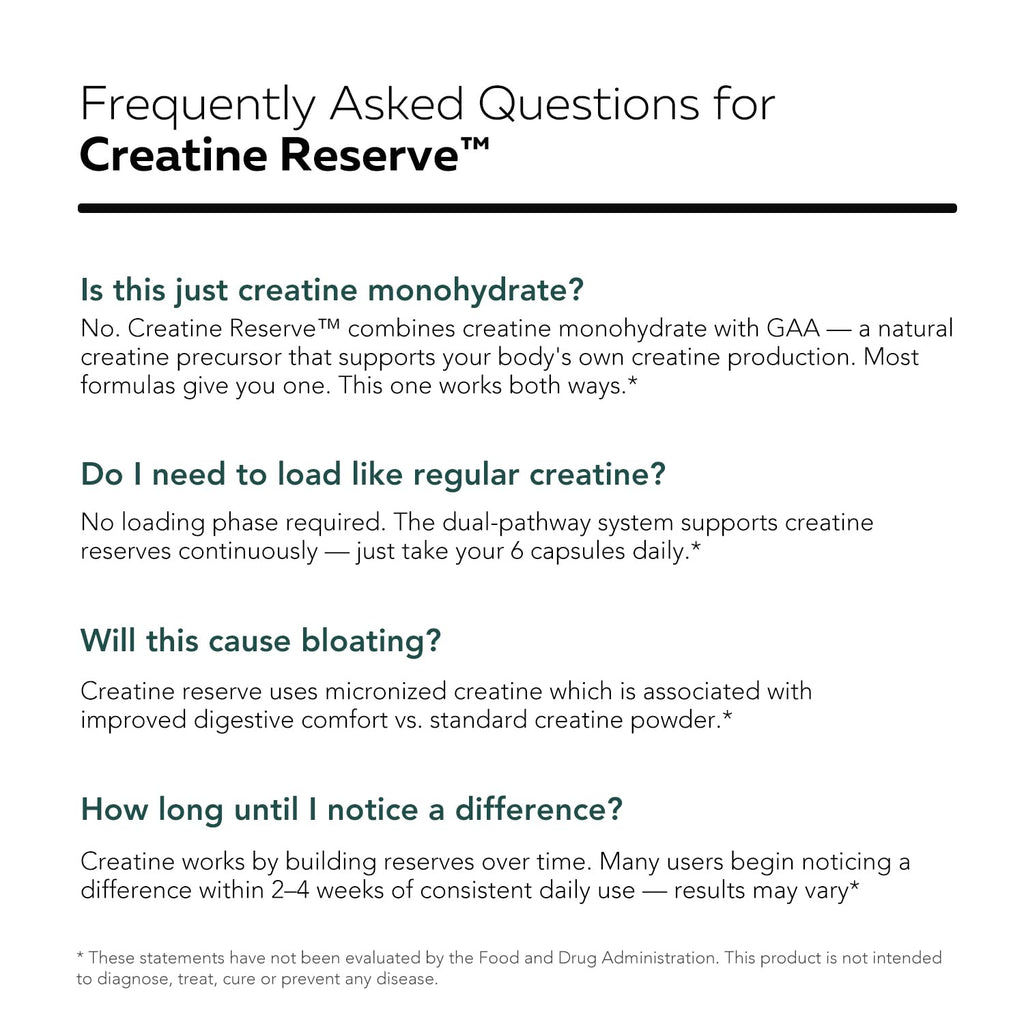 Creatine Reserve™ - Creatine Monohydrate Plus GAA for Mind, Muscle & Energy Support - Dual Pathway Delivery Creatine Supplement for Women & Men - Active B Vitamins & Taurine, Non-GMO (1 month supply)
