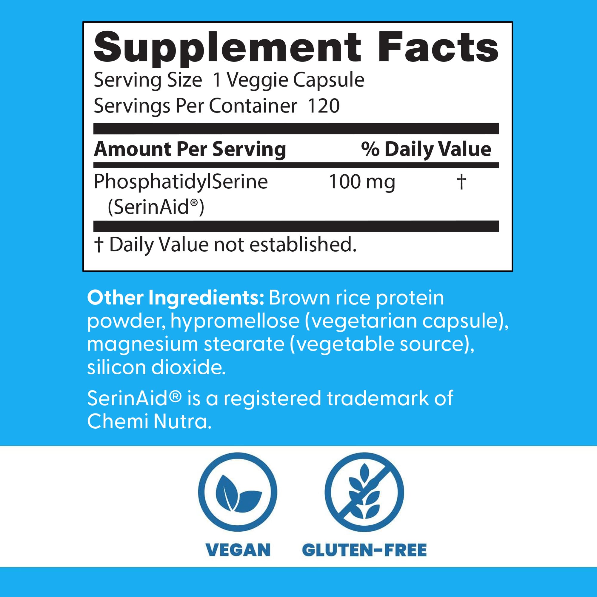 Doctor's Best Phosphatidylserine Supplement 100 mg - Phosphatidyl Serine Capsules for Men & Women, Memory & Cognitive Support for Adults, Supports Brain Health, Gluten Free, Vegan - 120 Veg Caps