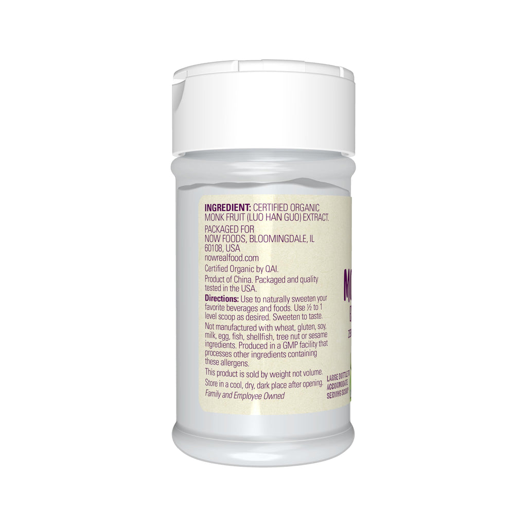 NOW Foods, Certified Organic Monk Fruit Extract Powder, w/ Scoop, 0.7 oz