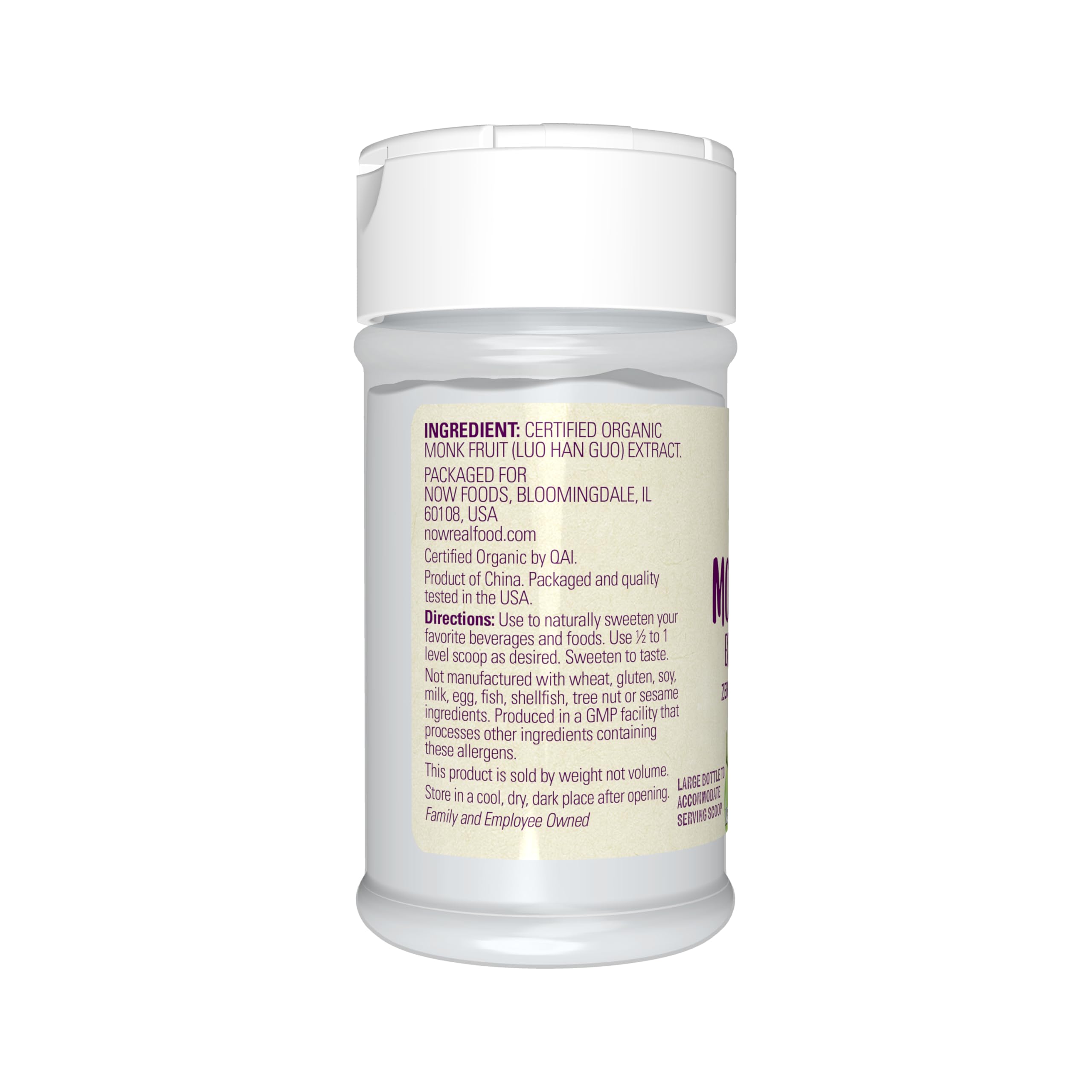 NOW Foods, Certified Organic Monk Fruit Extract Powder, w/ Scoop, 0.7 oz