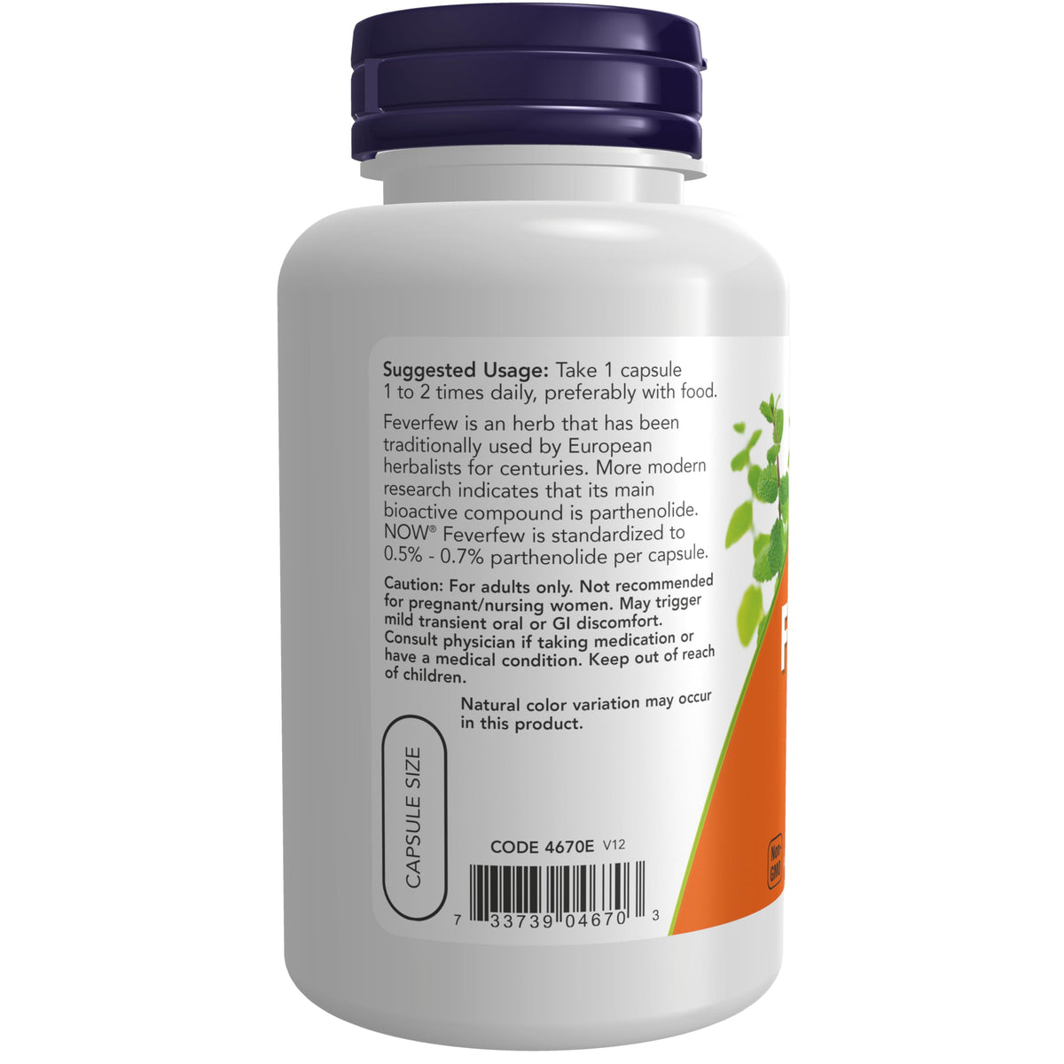 NOW Supplements, Feverfew with 0.5% - 0.7% Parthenolide, Herbal Supplement, 100 Veg Capsules (Pack of 1)