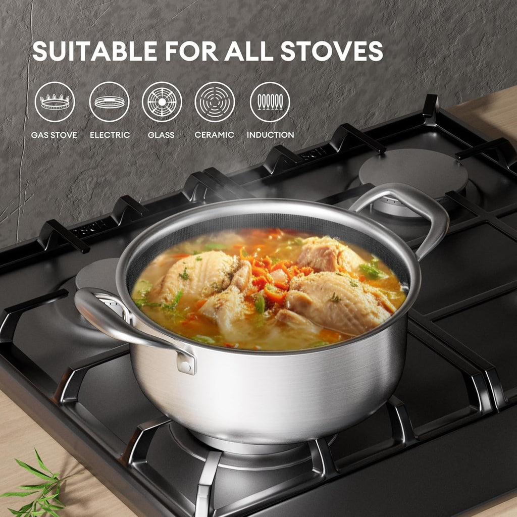 COOKER KING 7pcs Stainless Steel Cookware Set, Hybrid Pots and Pans Set