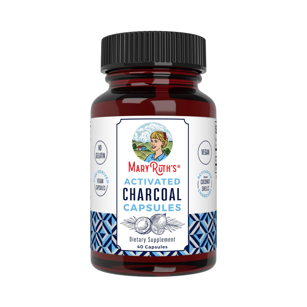 MARYRUTH'S Activated Charcoal Capsules, 950 mg, Non-GMO, Vegan, 40 Count