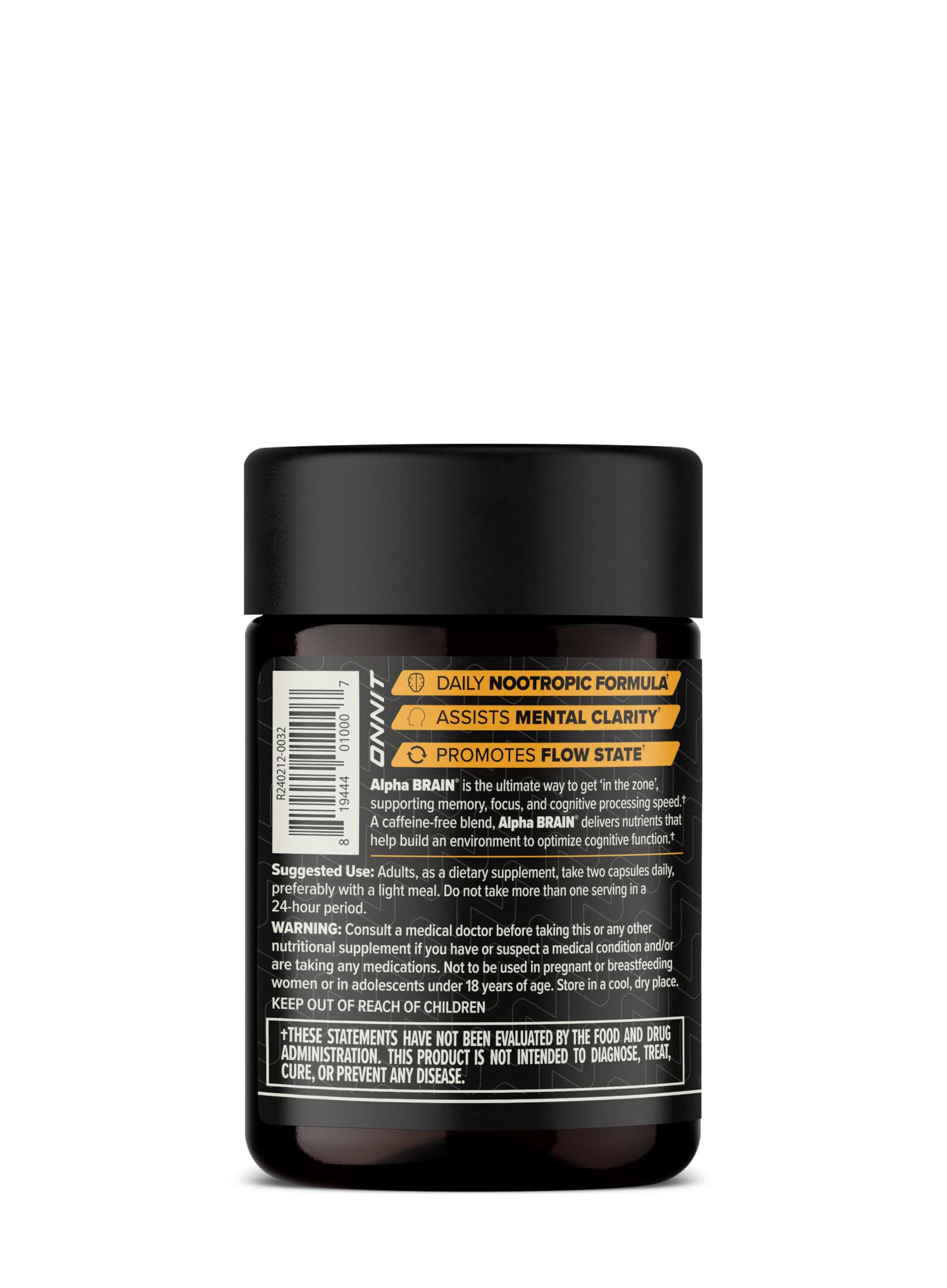 ONNIT Alpha Brain Nootropic Capsules for Men & Women, IGEN Non-GMO Tested Memory, Focus & Mental Clarity Support with L-Theanine and Vitamin B6, 30 Count Each, 2 Pack (60 Capsules)