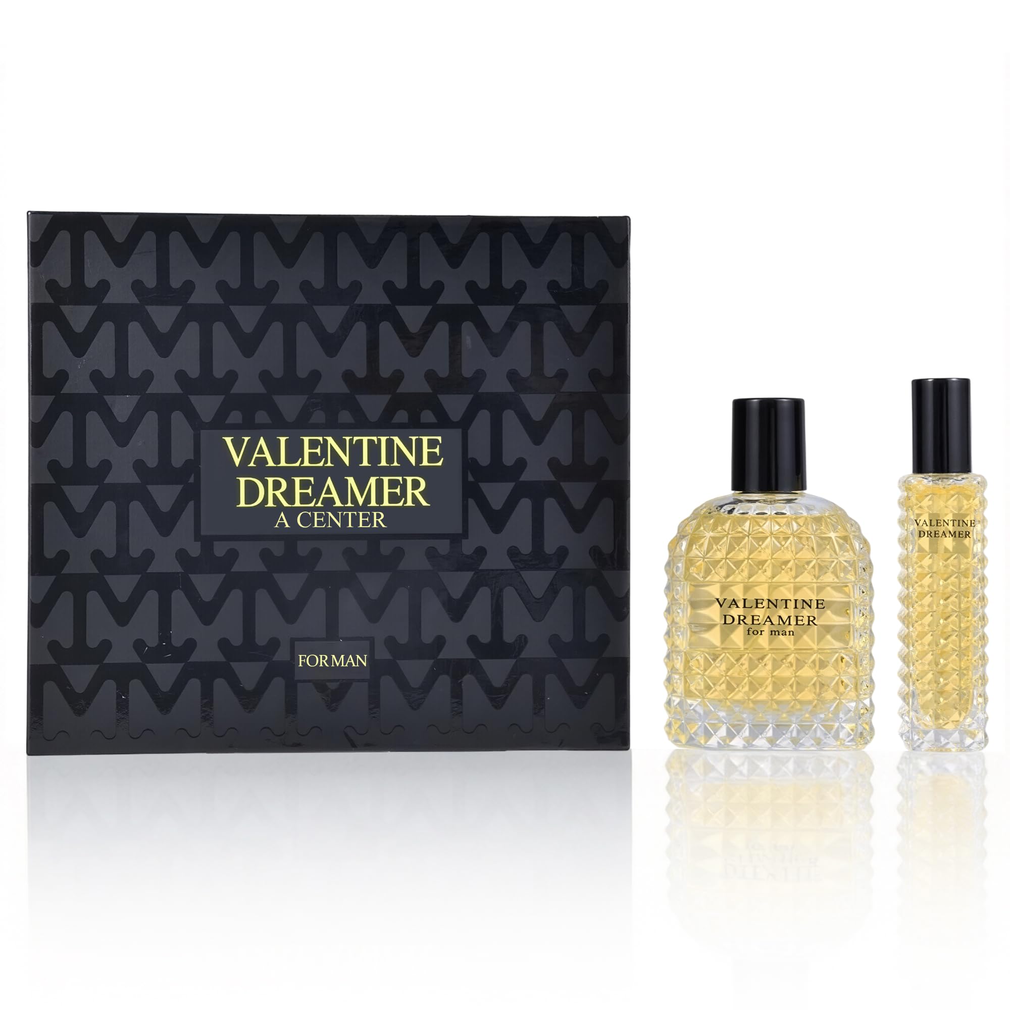 A CENTER Valentine Dreamer Men's Cologne Gift Set 2pcs/100ml&30ml Eau de Parfum Vanilla Citrus&Spicy Woody Fragrance Cologne Gift Combo for Himpcs