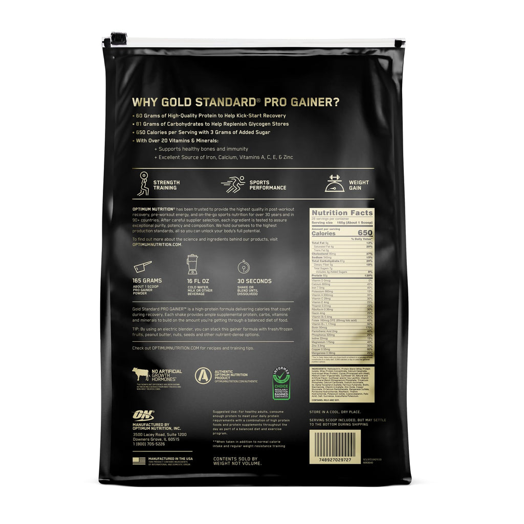 Optimum Nutrition Gold Standard Pro Gainer, Weight Gainer Protein Powder, Double Chocolate, 10.19 Pounds (Packaging May Vary) (Pack of 2)