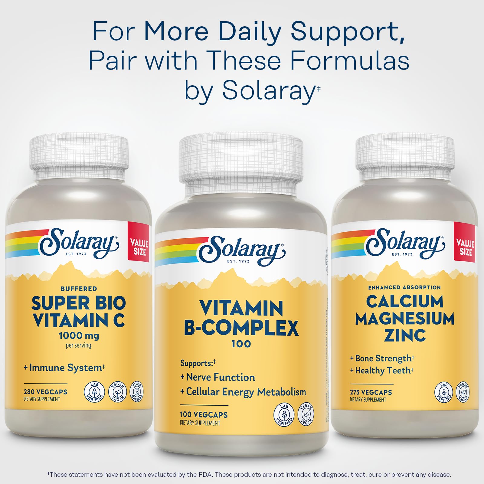 SOLARAY Vitamin B Complex 100 mg, 100 VegCaps (100 Count (Pack of 1))