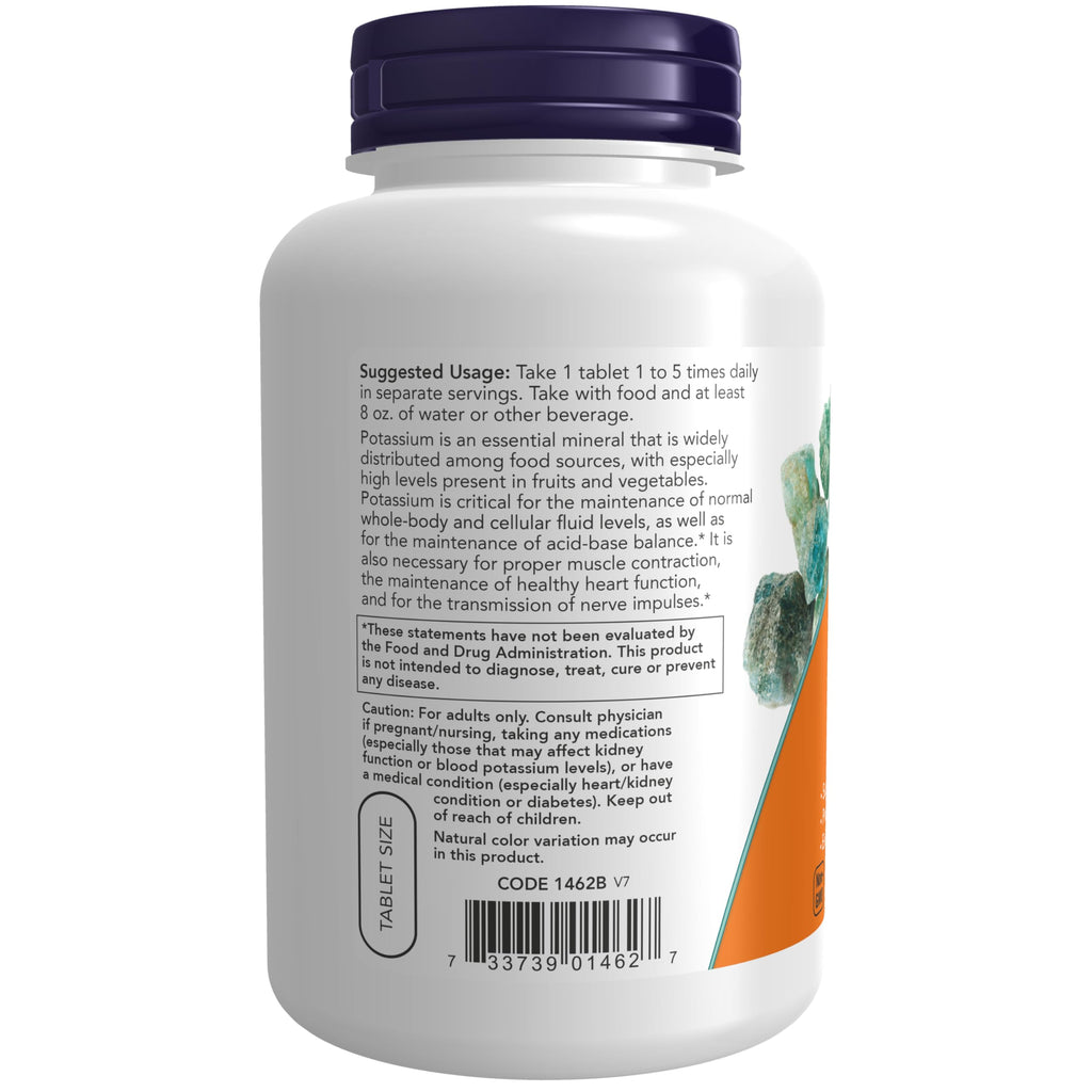 NOW Supplements, Potassium Gluconate 99mg, Easier to Swallow, 250 Tabs