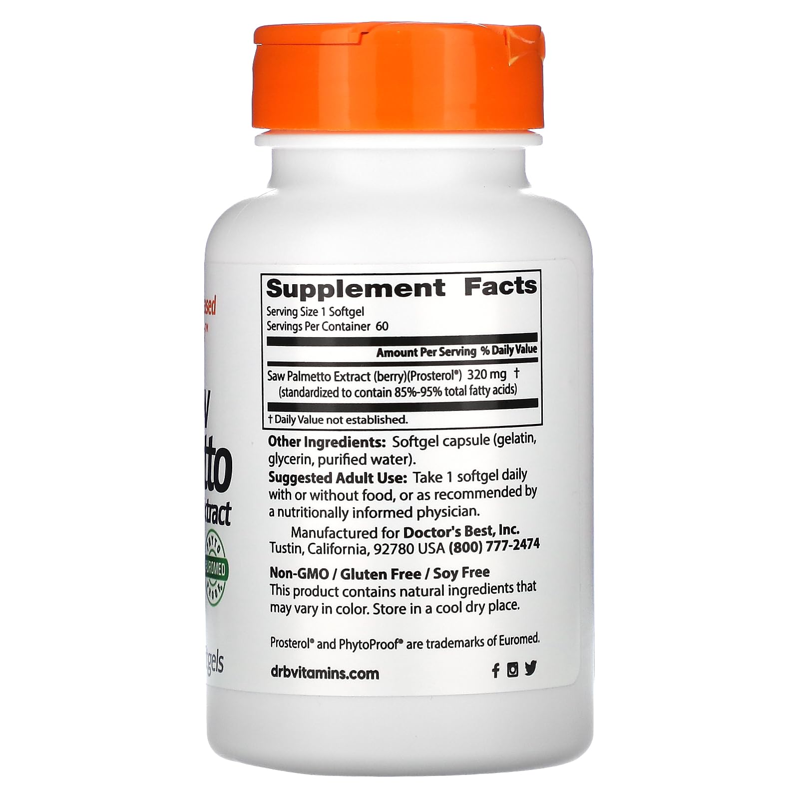 Doctor's Best Saw Palmetto Extract - 320 mg - 60 Softgels