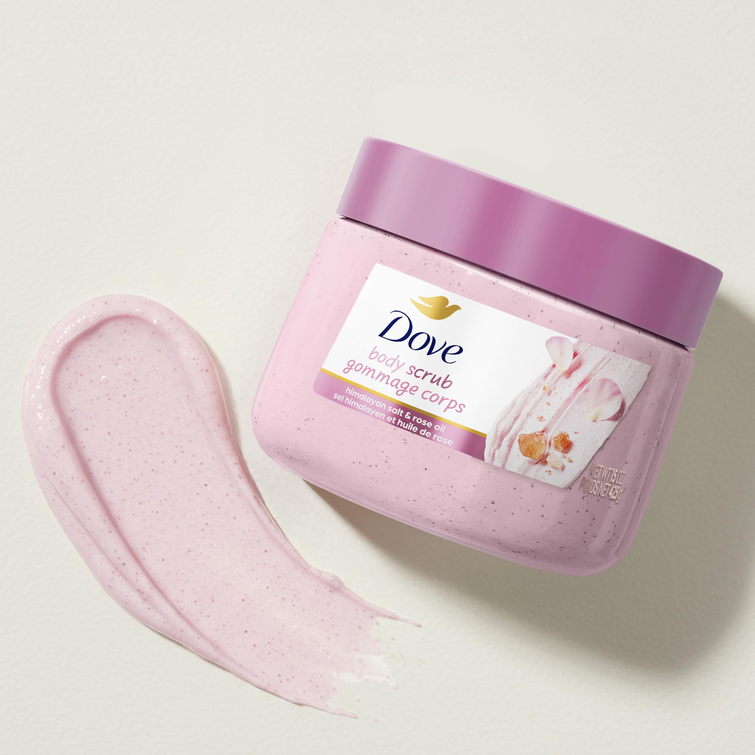Dove Body Scrub Himalayan Salt & Rose Oil, 15 oz