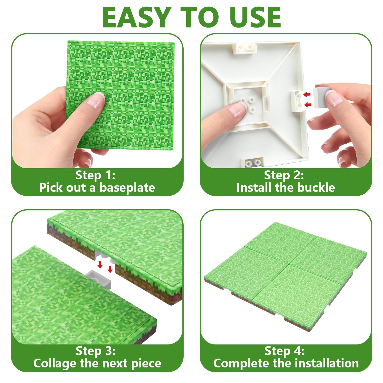 Youngyes Magnetic Blocks Baseplate - Magnet Toys for Kids, 4PCS, Grassland