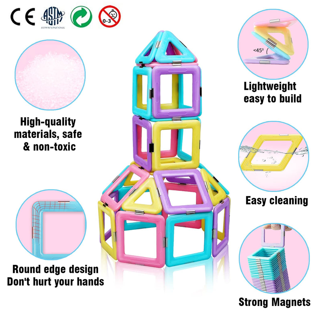 Tolnetr Magnetic Tiles Toys for 3 4 5 6 7 8+ Year Old Girls Boys Toddlers