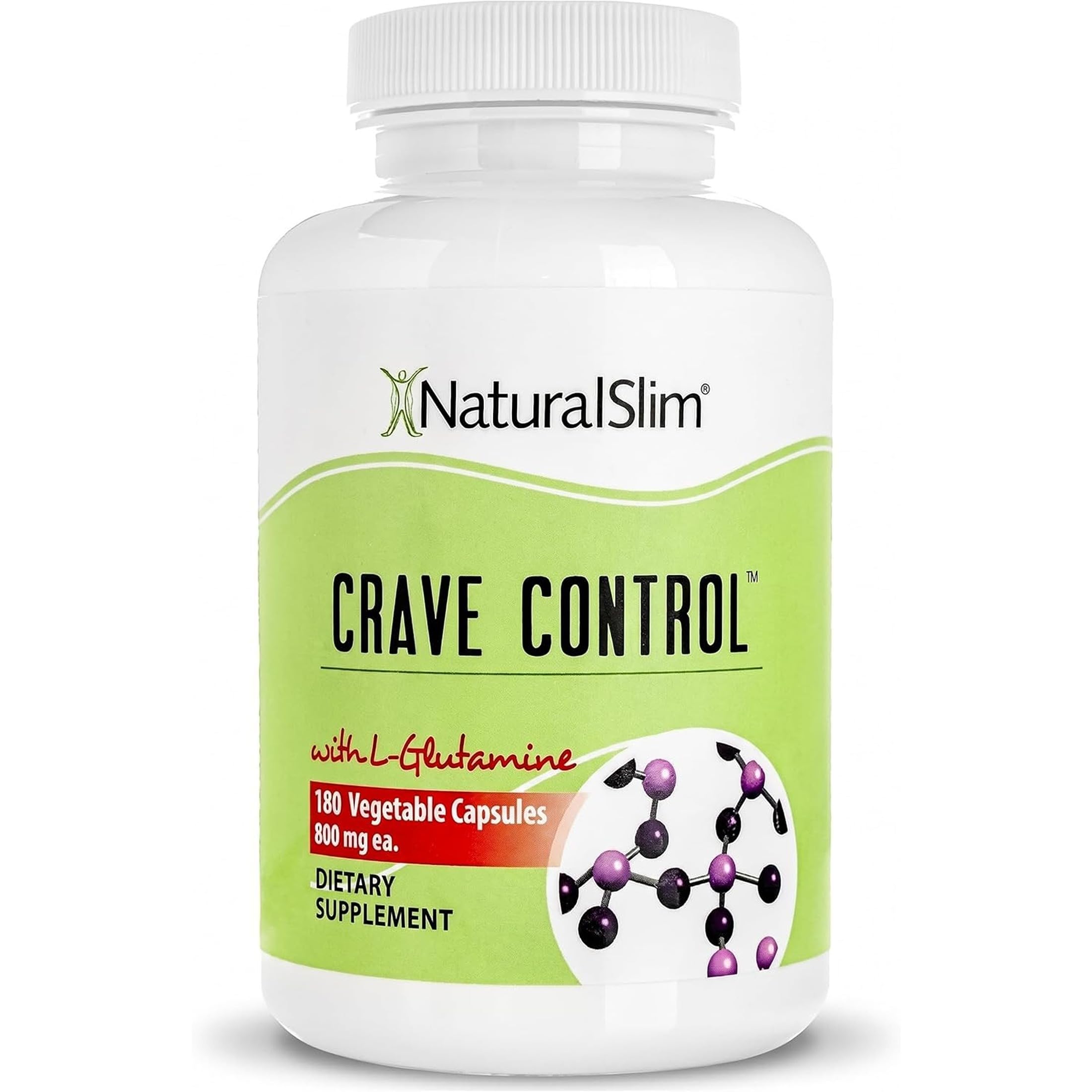 NaturalSlim Natural Appetite Suppressant - Craving Blocker Sugar & Refined Carbs Crave Control - Energy & Metabolism Booster with L Glutamine & Thiamine B1 Supplement - 180 Vegetable Capsules