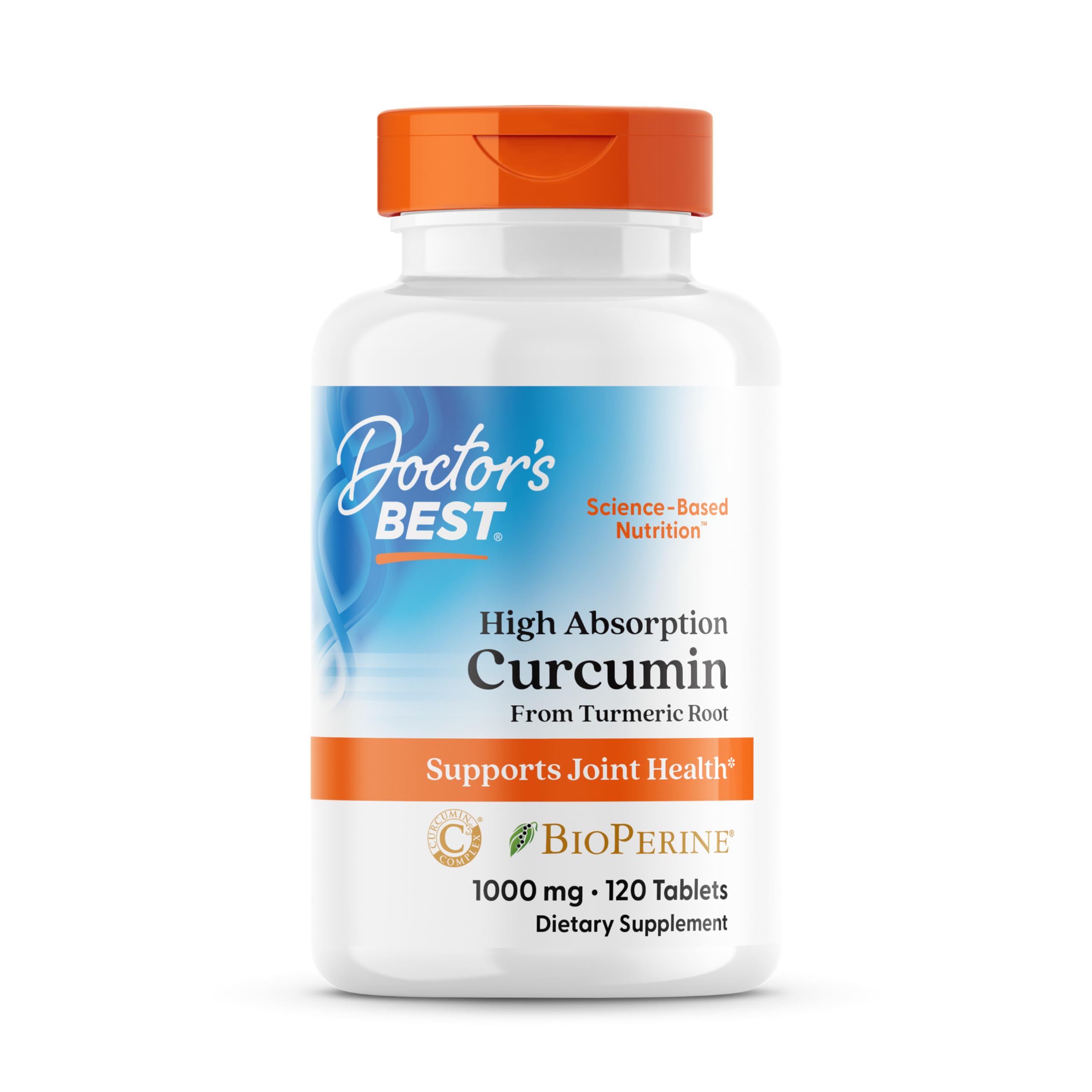 Doctor's Best Curcumin From Turmeric Root with C3 Complex & BioPerine, Benefit the Joints by Helping to Neutralize Free Radicals, Non-GMO, Gluten Free, Soy Free, Joint Support, 1000 mg, 120 Tablets