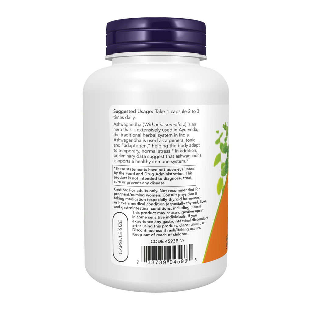 NOW Supplements, Ashwagandha 450 mg (Standardized Extract), 180 Veg Caps