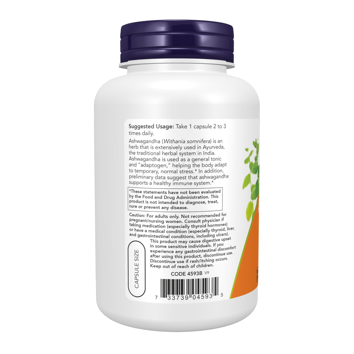 NOW Supplements, Ashwagandha 450 mg (Standardized Extract), 180 Veg Caps