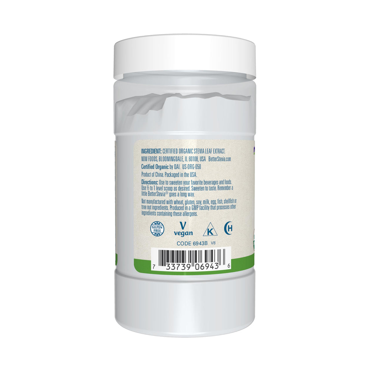 NOW Foods BetterStevia Organic Zero-Calorie Extract Powder, Keto Friendly, Suitable for Diabetics, No Erythritol, 4-Ounce