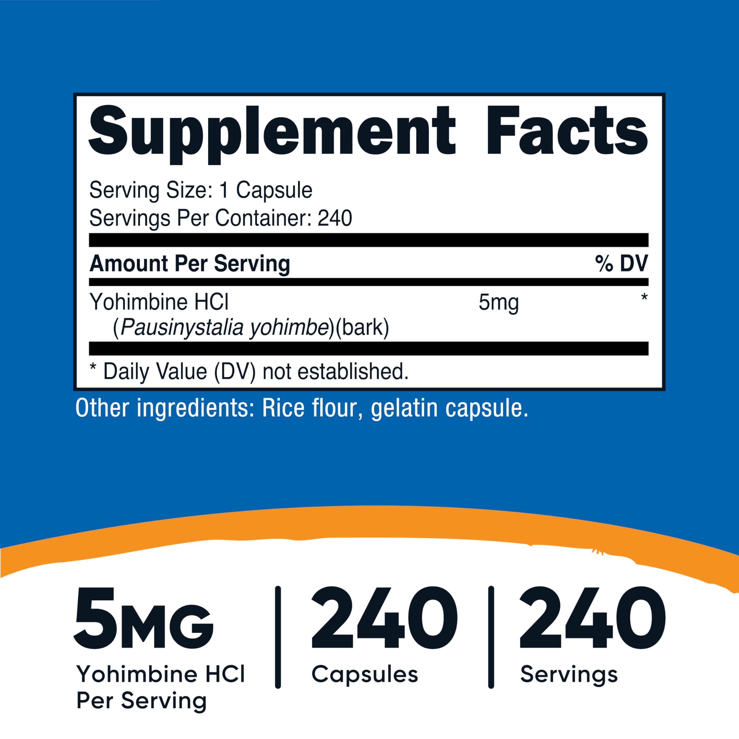 Nutricost Yohimbine HCl 5mg, 240 Capsules - Gluten Free, Non-GMO (Pack of 2)