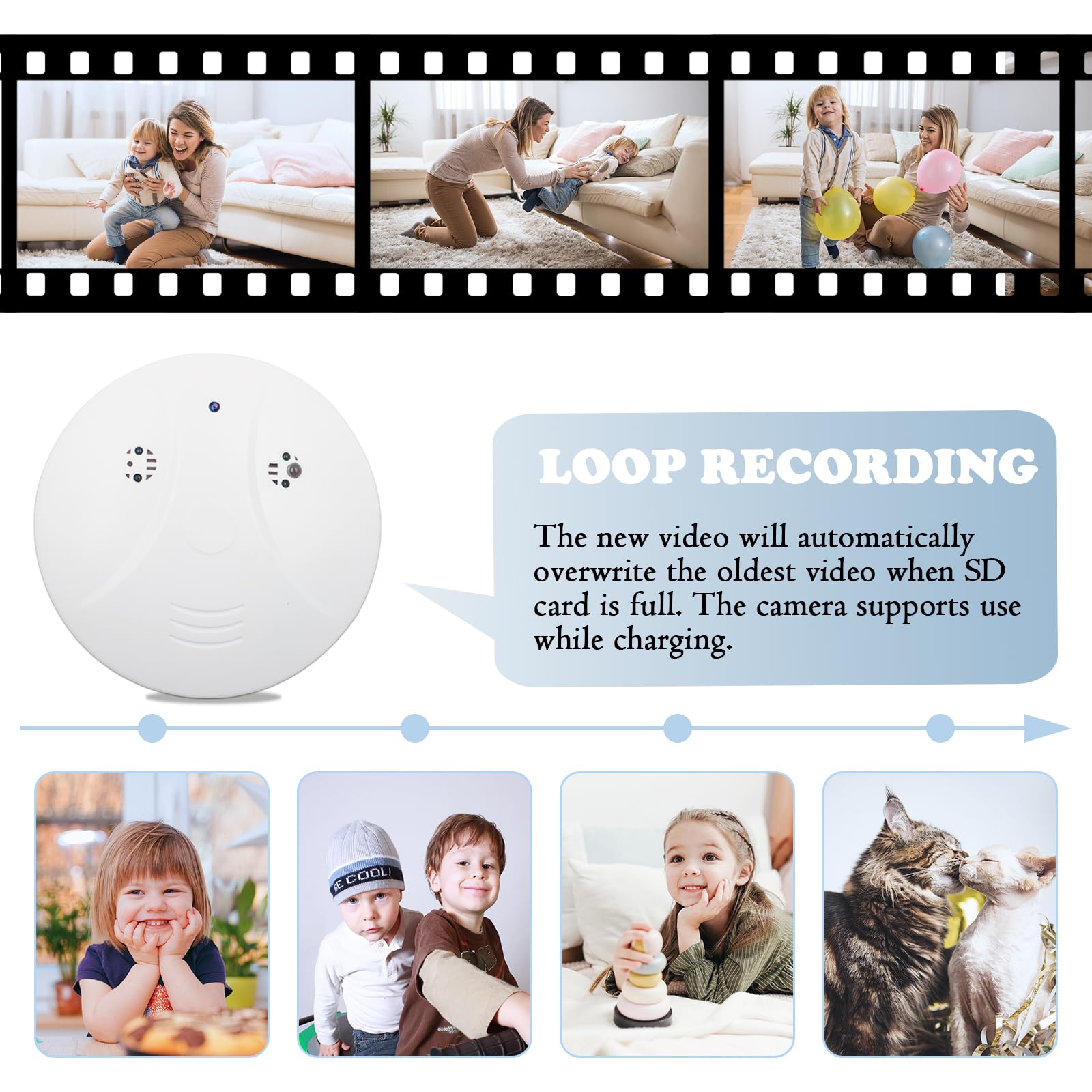 Mini Camera Smoke Detector, HD 1080P Small Hidden Camera WiFi Spy Nanny Cam