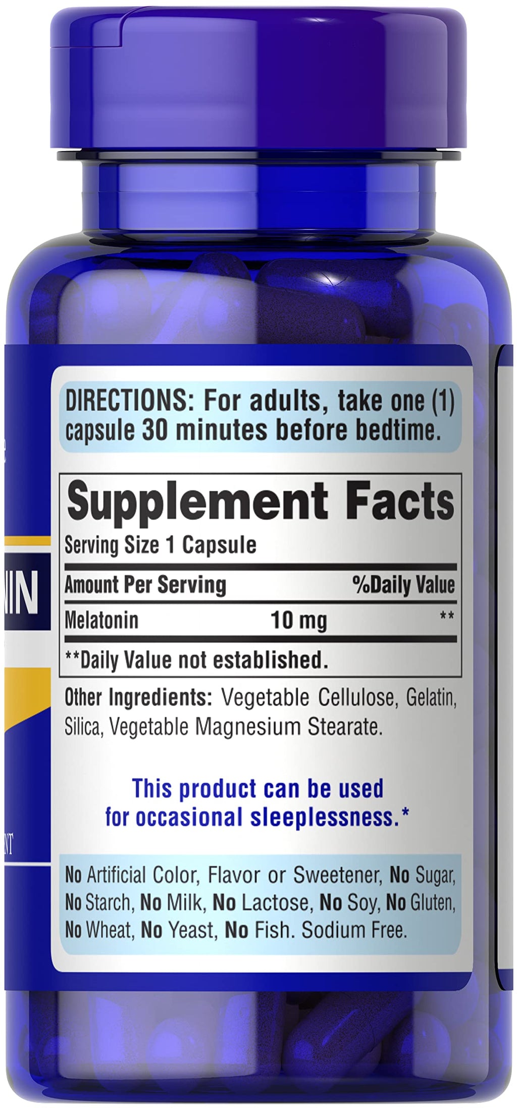 Puritan's Pride Premium Super Strength Melatonin 10mg Sleep Aid, Dietary Supplement for Sound, Restful, and Longer Sleep Support, 2 Month Supply, 60 Rapid Release Capsules (Pack of 3)