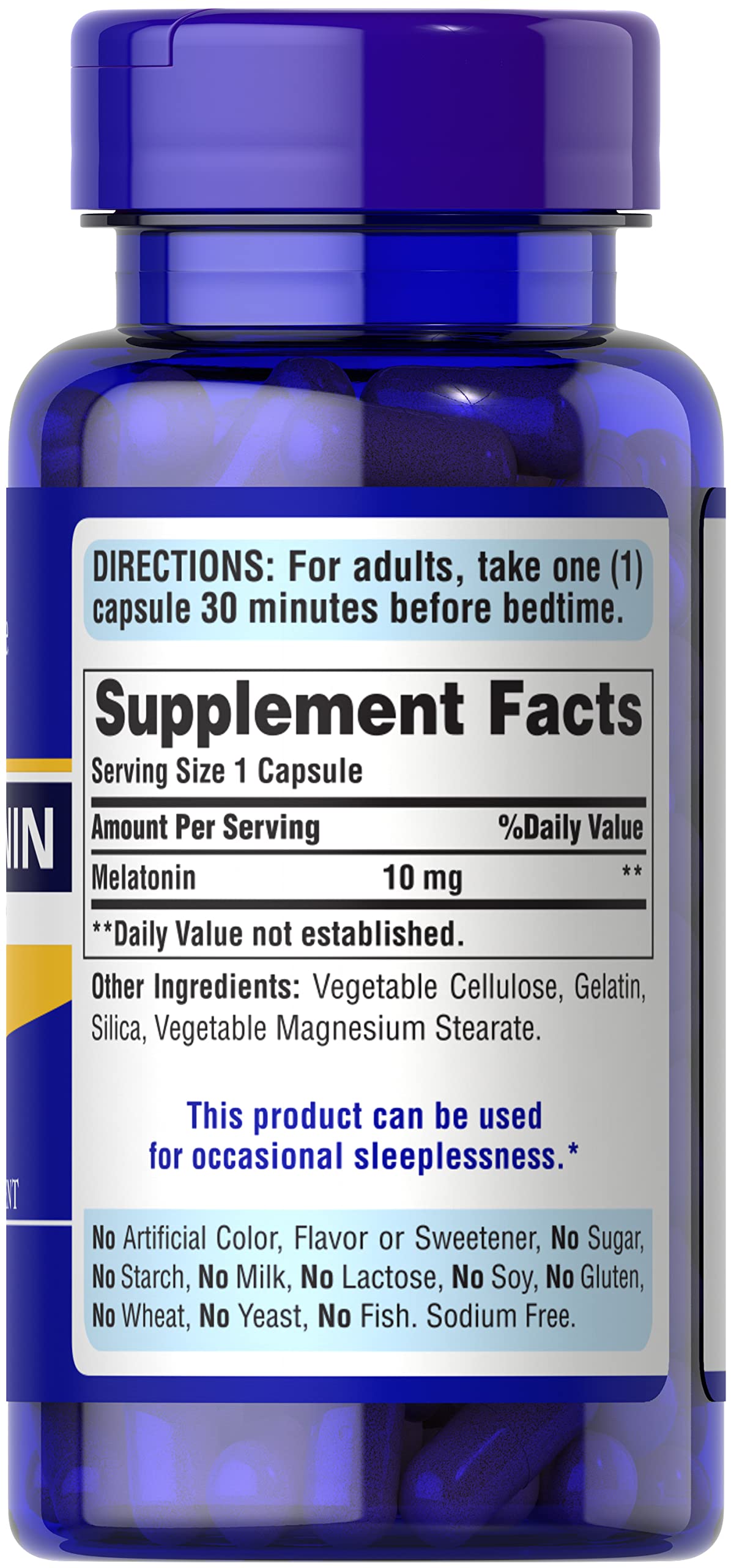 Puritan's Pride Premium Super Strength Melatonin 10mg Sleep Aid, Dietary Supplement for Sound, Restful, and Longer Sleep Support, 2 Month Supply, 60 Rapid Release Capsules (Pack of 3)
