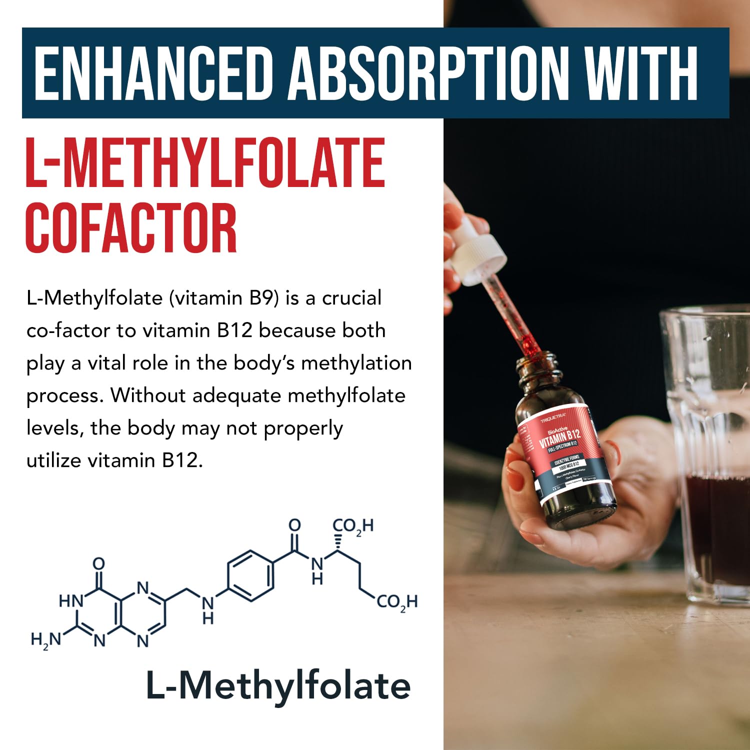 BioActive Vitamin B12 1000 mcg | Contains 3 BioActive Forms B12 Plus Methylfolate Cofactor - Methyl B12, Adenosyl B12 & Hydroxy B12 | Sublingual Form, Cherry Flavor, Organic, Vegan (180 Servings)